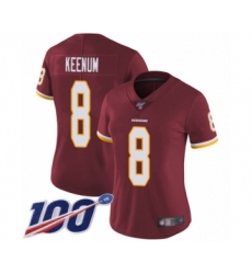 Women's Washington Redskins #8 Case Keenum Burgundy Red Team Color Vapor Untouchable Limited Player 100th Season Football Jersey