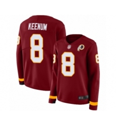 Women's Washington Redskins #8 Case Keenum Limited Burgundy Therma Long Sleeve Football Jersey