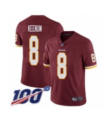 Youth Washington Redskins #8 Case Keenum Burgundy Red Team Color Vapor Untouchable Limited Player 100th Season Football Jersey