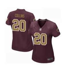 Women's Washington Redskins #20 Landon Collins Game Burgundy Red Gold Number Alternate 80TH Anniversary Football Jersey