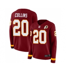 Women's Washington Redskins #20 Landon Collins Limited Burgundy Therma Long Sleeve Football Jersey