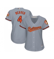 Women's Baltimore Orioles #4 Earl Weaver Replica Grey Road Cool Base Baseball Jersey