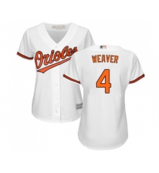 Women's Baltimore Orioles #4 Earl Weaver Replica White Home Cool Base Baseball Jersey