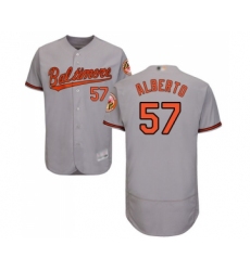 Men's Baltimore Orioles #57 Hanser Alberto Grey Road Flex Base Authentic Collection Baseball Jersey