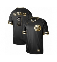 Men's Chicago Cubs #3 Daniel Descalso Authentic Black Gold Fashion Baseball Jersey