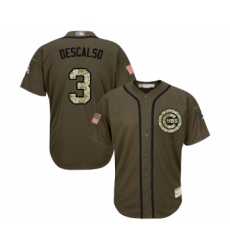 Men's Chicago Cubs #3 Daniel Descalso Authentic Green Salute to Service Baseball Jersey