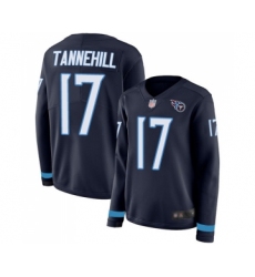 Women's Tennessee Titans #17 Ryan Tannehill Limited Navy Blue Therma Long Sleeve Football Jersey