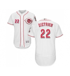 Men's Cincinnati Reds #22 Derek Dietrich White Home Flex Base Authentic Collection Baseball Jersey