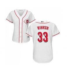 Women's Cincinnati Reds #33 Jesse Winker Replica White Home Cool Base Baseball Jersey