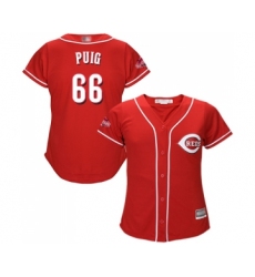 Women's Cincinnati Reds #66 Yasiel Puig Replica Red Alternate Cool Base Baseball Jersey