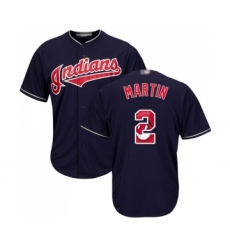 Men's Cleveland Indians #2 Leonys Martin Authentic Navy Blue Team Logo Fashion Cool Base Baseball Jersey