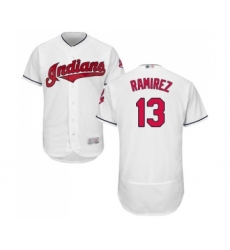 Men's Cleveland Indians #13 Hanley Ramirez White Home Flex Base Authentic Collection Baseball Jersey