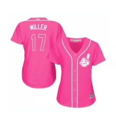 Women's Cleveland Indians #17 Brad Miller Replica Pink Fashion Cool Base Baseball Jersey