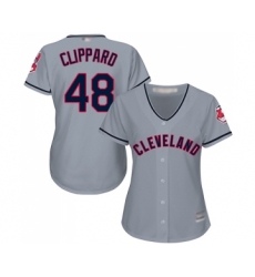 Women's Cleveland Indians #48 Tyler Clippard Replica Grey Road Cool Base Baseball Jersey