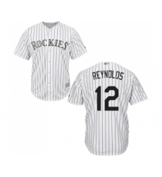 Youth Colorado Rockies #12 Mark Reynolds Replica White Home Cool Base Baseball Jersey