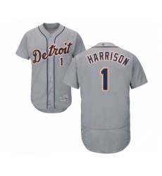Men's Detroit Tigers #1 Josh Harrison Grey Road Flex Base Authentic Collection Baseball Jersey