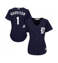 Women's Detroit Tigers #1 Josh Harrison Replica Navy Blue Alternate Cool Base Baseball Jersey