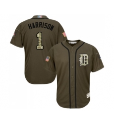 Youth Detroit Tigers #1 Josh Harrison Authentic Green Salute to Service Baseball Jersey