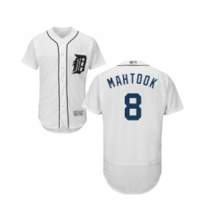 Men's Detroit Tigers #8 Mikie Mahtook White Home Flex Base Authentic Collection Baseball Jersey