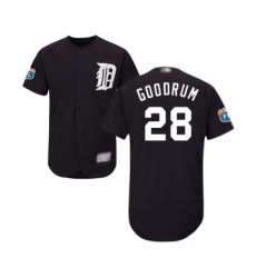 Men's Detroit Tigers #28 Niko Goodrum Navy Blue Alternate Flex Base Authentic Collection Baseball Jersey