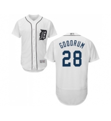 Men's Detroit Tigers #28 Niko Goodrum White Home Flex Base Authentic Collection Baseball Jersey