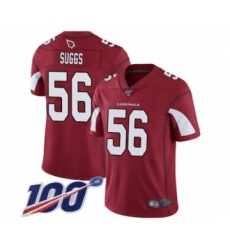 Men's Arizona Cardinals #56 Terrell Suggs Red Team Color Vapor Untouchable Limited Player 100th Season Football Jersey