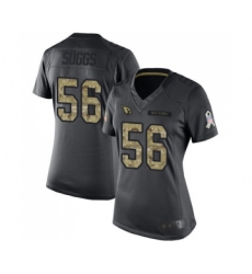 Women's Arizona Cardinals #56 Terrell Suggs Limited Black 2016 Salute to Service Football Jersey