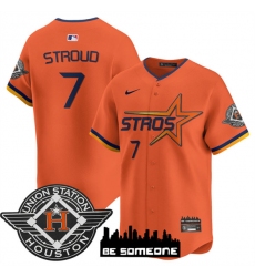 Men's Houston Astros #7 C.J. Stroud Orange 2025 City Connect Limited Stitched Baseball Jersey