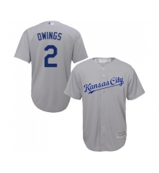 Men's Kansas City Royals #2 Chris Owings Replica Grey Road Cool Base Baseball Jersey