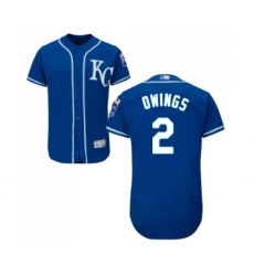 Men's Kansas City Royals #2 Chris Owings Royal Blue Alternate Flex Base Authentic Collection Baseball Jersey