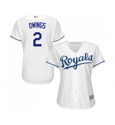 Women's Kansas City Royals #2 Chris Owings Replica White Home Cool Base Baseball Jersey