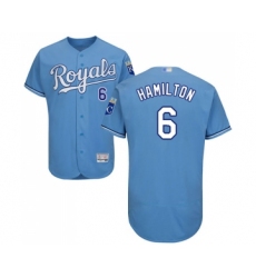 Men's Kansas City Royals #6 Billy Hamilton Light Blue Alternate Flex Base Authentic Collection Baseball Jersey