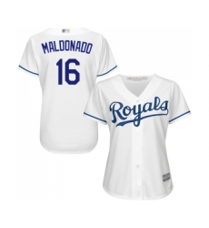 Women's Kansas City Royals #16 Martin Maldonado Replica White Home Cool Base Baseball Jersey