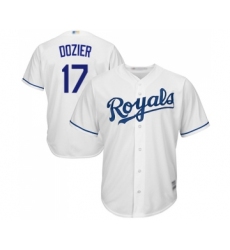 Youth Kansas City Royals #17 Hunter Dozier Replica White Home Cool Base Baseball Jersey