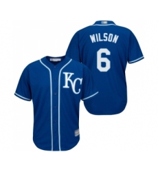 Men's Kansas City Royals #6 Willie Wilson Replica Blue Alternate 2 Cool Base Baseball Jersey