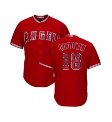 Men's Los Angeles Angels of Anaheim #18 Brian Goodwin Authentic Red Team Logo Fashion Cool Base Baseball Jersey