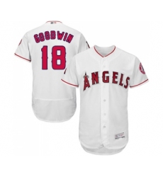 Men's Los Angeles Angels of Anaheim #18 Brian Goodwin White Home Flex Base Authentic Collection Baseball Jersey