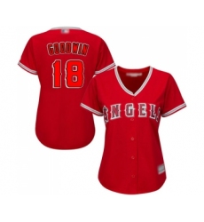 Women's Los Angeles Angels of Anaheim #18 Brian Goodwin Replica Red Alternate Baseball Jersey