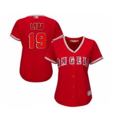 Women's Los Angeles Angels of Anaheim #19 Fred Lynn Replica Red Alternate Baseball Jersey