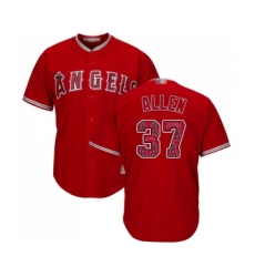 Men's Los Angeles Angels of Anaheim #37 Cody Allen Authentic Red Team Logo Fashion Cool Base Baseball Jersey
