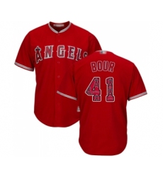 Men's Los Angeles Angels of Anaheim #41 Justin Bour Authentic Red Team Logo Fashion Cool Base Baseball Jersey