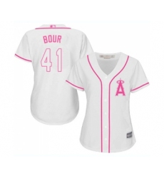 Women's Los Angeles Angels of Anaheim #41 Justin Bour Replica White Fashion Cool Base Baseball Jersey