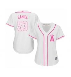 Women's Los Angeles Angels of Anaheim #53 Trevor Cahill Replica White Fashion Cool Base Baseball Jersey