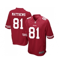 Men's San Francisco 49ers #81 Jordan Matthews Game Red Team Color Football Jersey