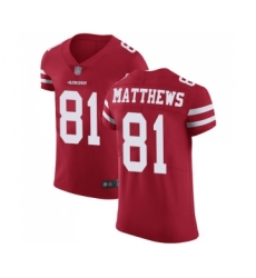 Men's San Francisco 49ers #81 Jordan Matthews Red Team Color Vapor Untouchable Elite Player Football Jersey