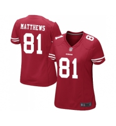 Women's San Francisco 49ers #81 Jordan Matthews Game Red Team Color Football Jersey