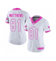 Women's San Francisco 49ers #81 Jordan Matthews Limited White Pink Rush Fashion Football Jersey
