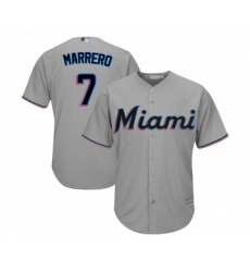 Men's Miami Marlins #7 Deven Marrero Replica Grey Road Cool Base Baseball Jersey