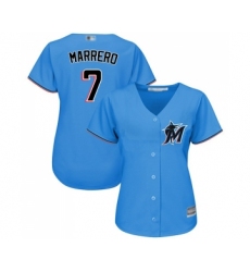 Women's Miami Marlins #7 Deven Marrero Replica Blue Alternate 1 Cool Base Baseball Jersey