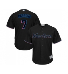 Youth Miami Marlins #7 Deven Marrero Replica Black Alternate 2 Cool Base Baseball Jersey
